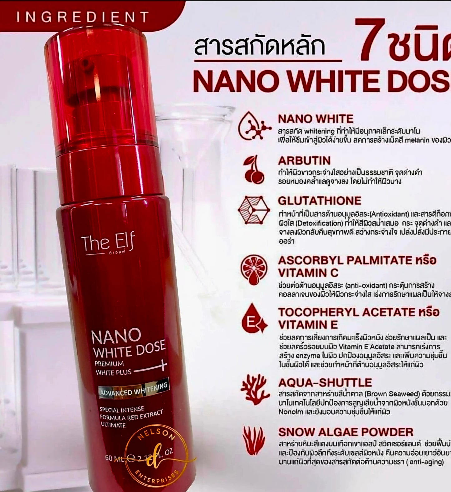 The Elf NANO WHITE DOSE Premium White Plus+ Serum 60ml