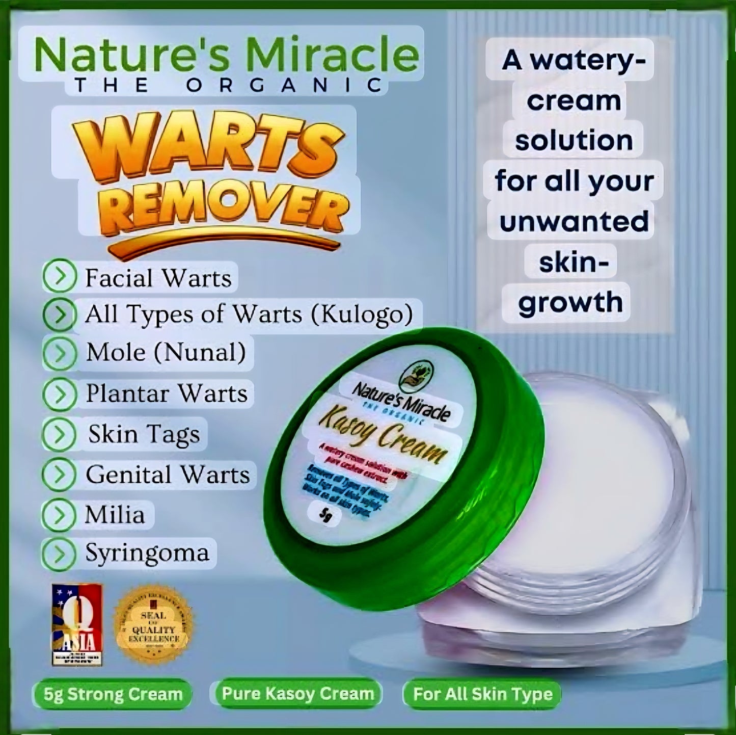 Nature's Miracle KASOY CREAM Warts & Skin Tags Removal 5g