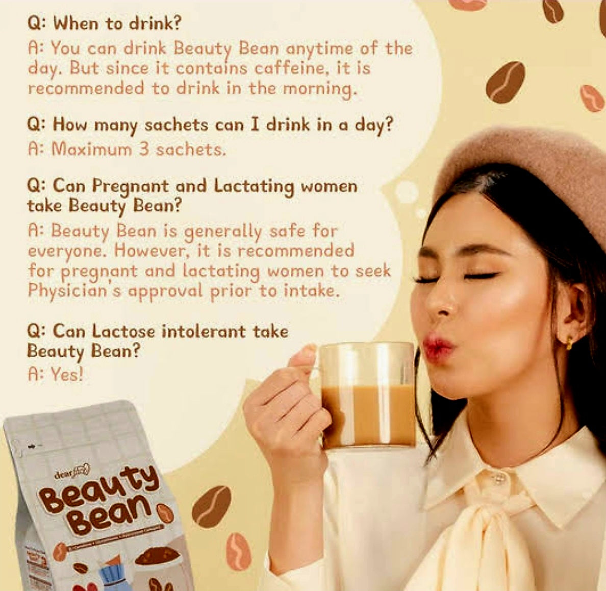 DearFace BEAUTY BEAN Premium Korean Mocha  Coffee 18g×10sachets