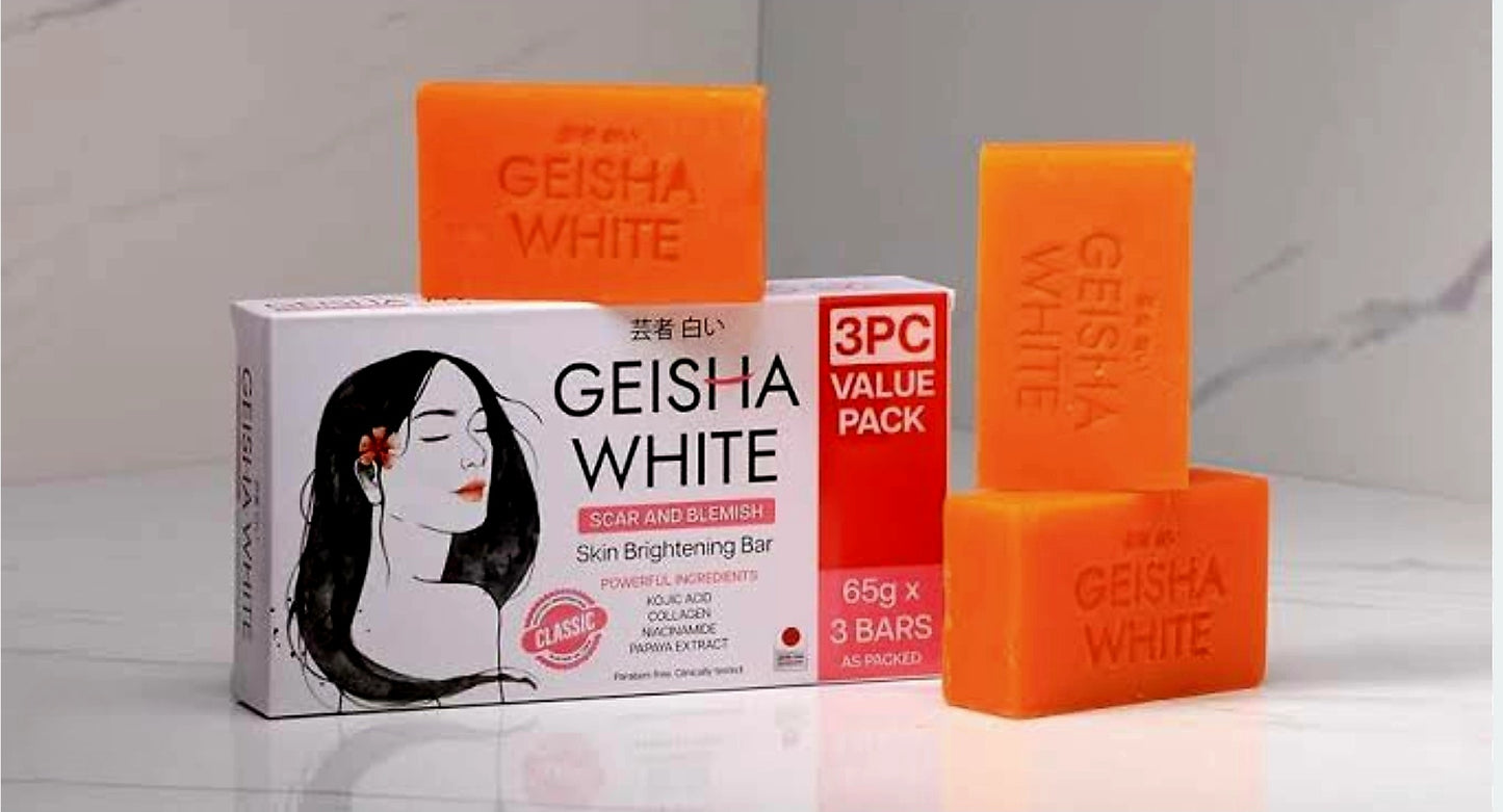 GEISHA WHITE CLASSIC Scar & Blemish Skin Brightening Bar TRIPLE PACK 65g×3bars