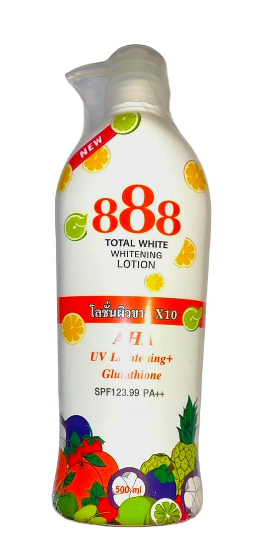 888 Total White Whitening Lotion AHA UV Lightening + Glutathione SPF123.99 PA++ 500ml