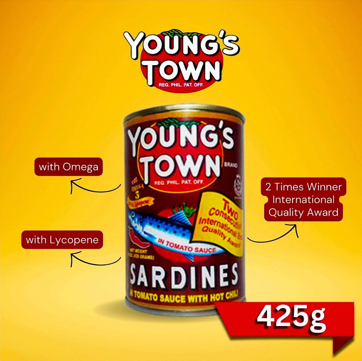 YOUNG'S TOWN SARDINES IN TOMATO SAUCE WITH CHILI 425G (LARGE)