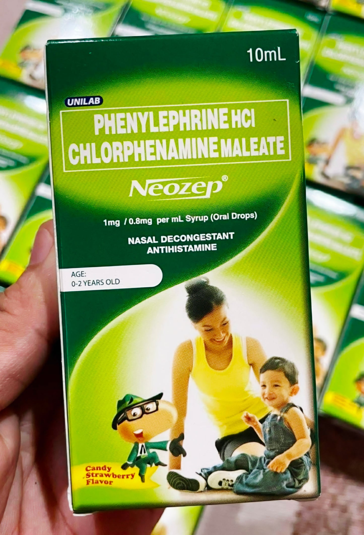 Neozep Nasal Decongestant ORAL DROPS 10ml for BABY (Ages 0-2 Years Old) Candy Strawberry Flavor