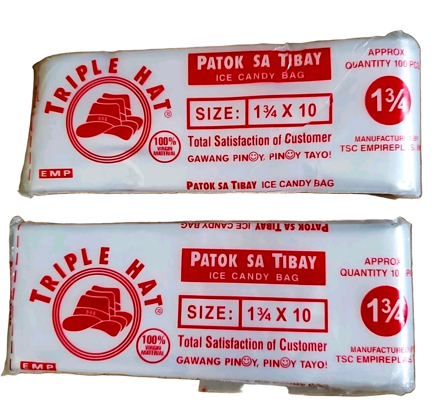 Triple Hat ICE CANDY BAG 100-sheets pack size: W: 1¾" x L: 10"