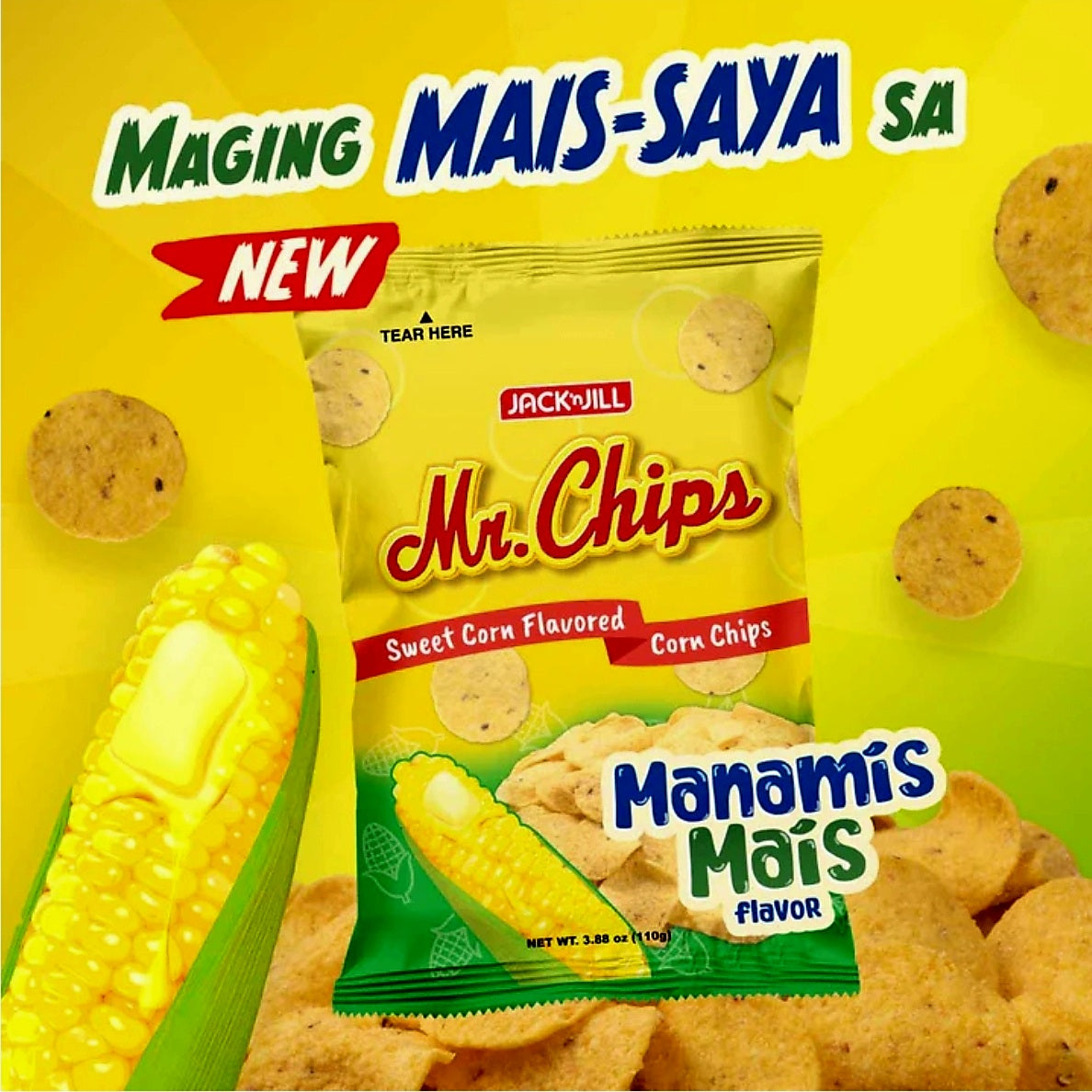 Mr.Chips MANAMIS MAIS Sweet Corn Flavored Corn Chips 110g
