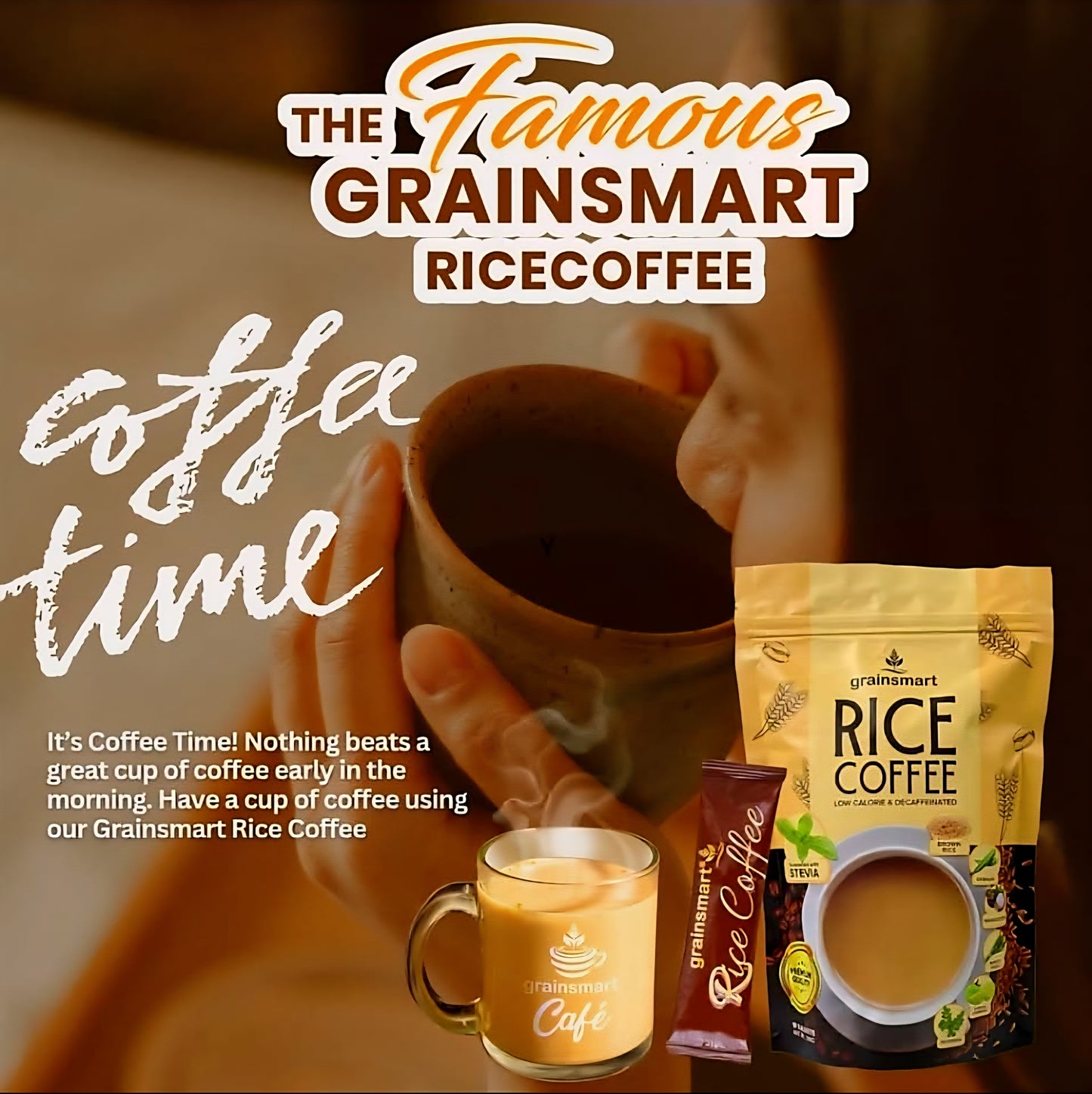 Grainsmart NO-SUGAR  BROWN RICE COFFEE Mix (Low-Calorie, Decaffenated, Non-Acidic) 21g×10sachets
