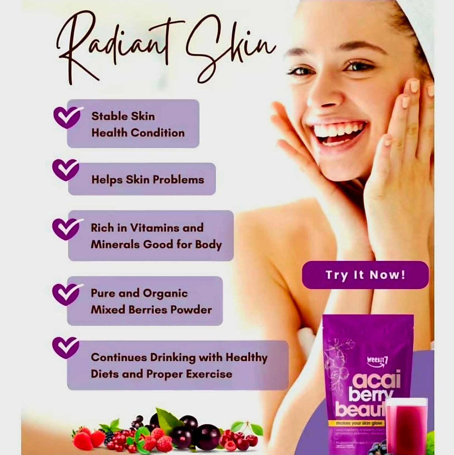 Weekit7 ACAI BERRY BEAUTY Powder Drink 5g x 7-sachets