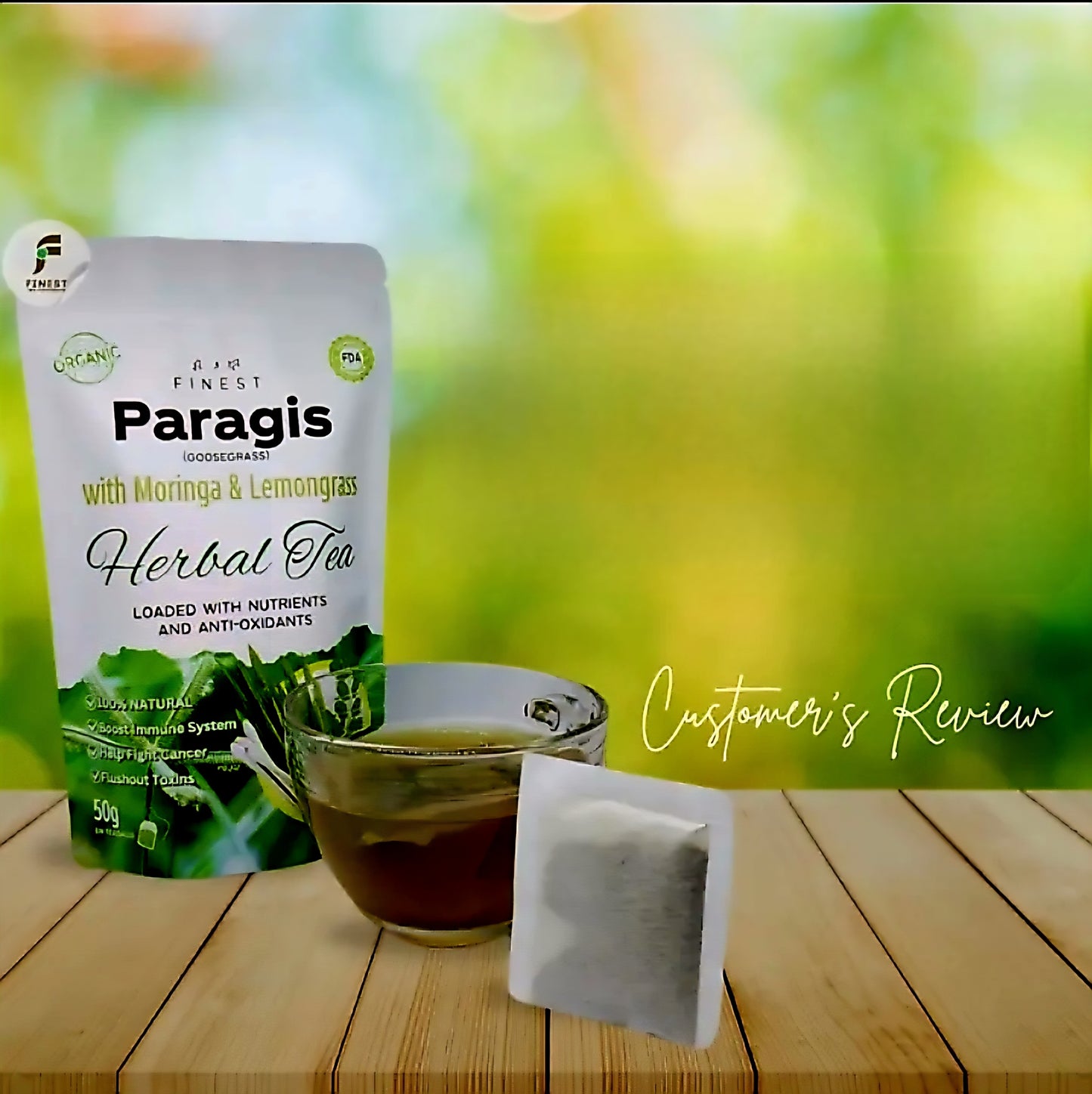 Finest PARAGIS (Goosegrass) 3in1 Herbal Tea with Moringa & Lemongrass 50g (Teabags)