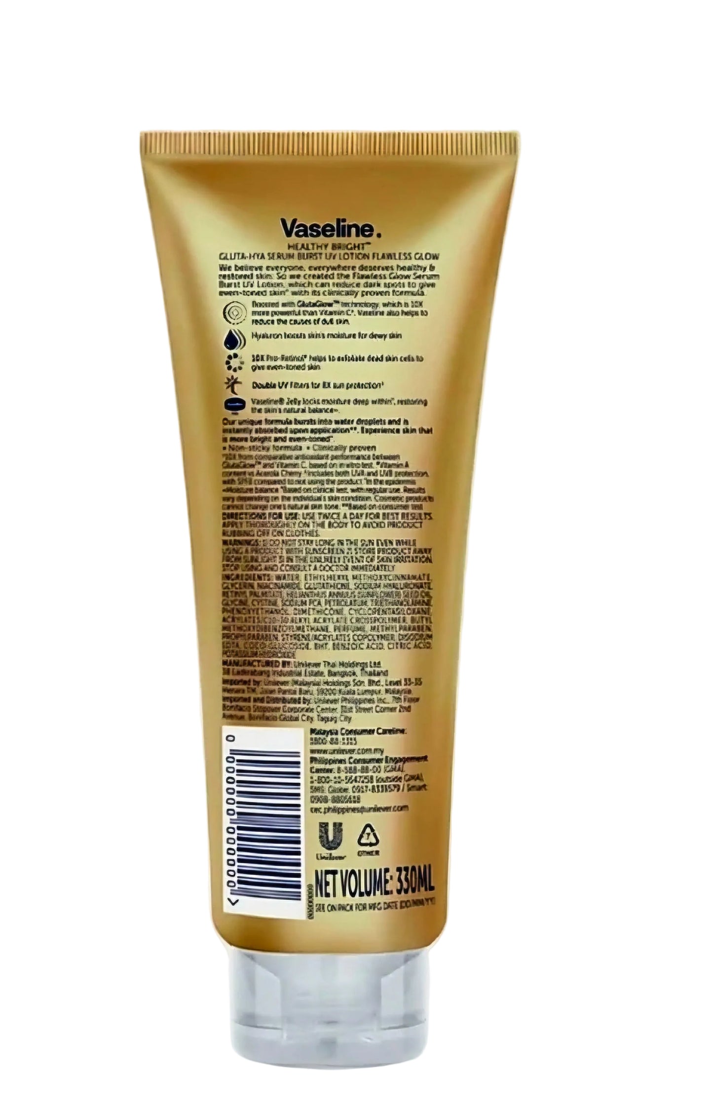 Vaseline Healthy Bright GLUTA-HYA Serum Burst UV Lotion FLAWLESS GLOW 300ml