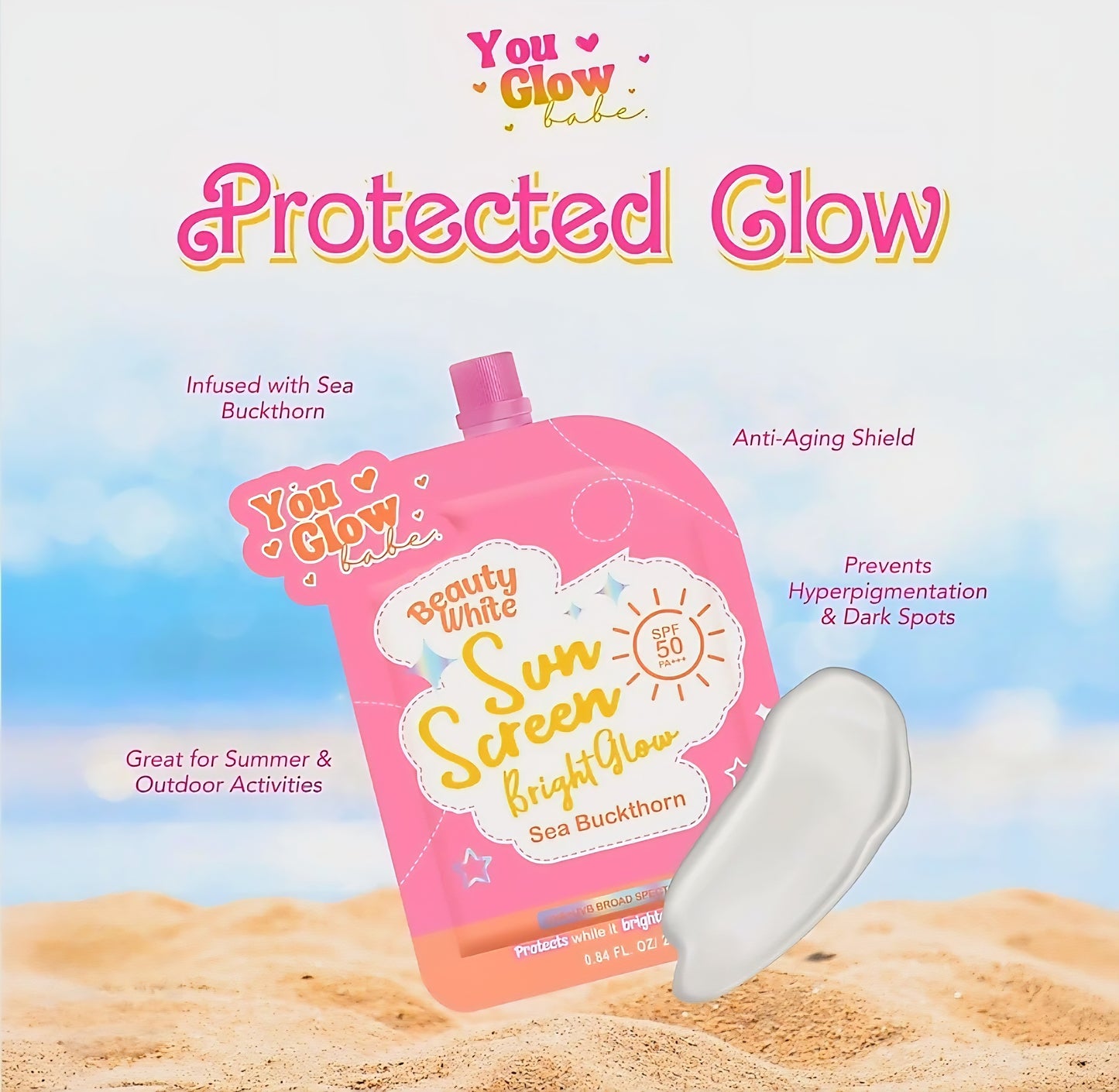 You Glow Babe Beauty White Sunscreen Bright Glow SPF50 PA+++ TWINPACK 25g×2
