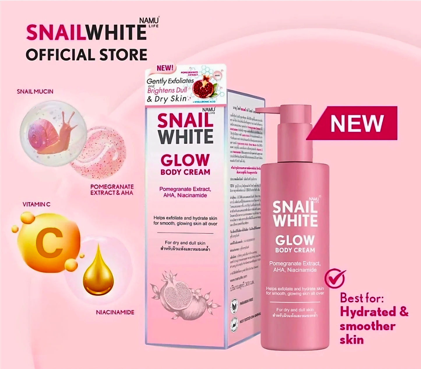 SNAIL WHITE Glow Body Cream 300g
