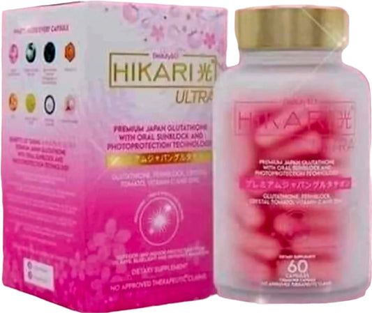 HIKARI ULTRA Premium JAPAN Glutathione with Oral Sunblock 60-Capsules
