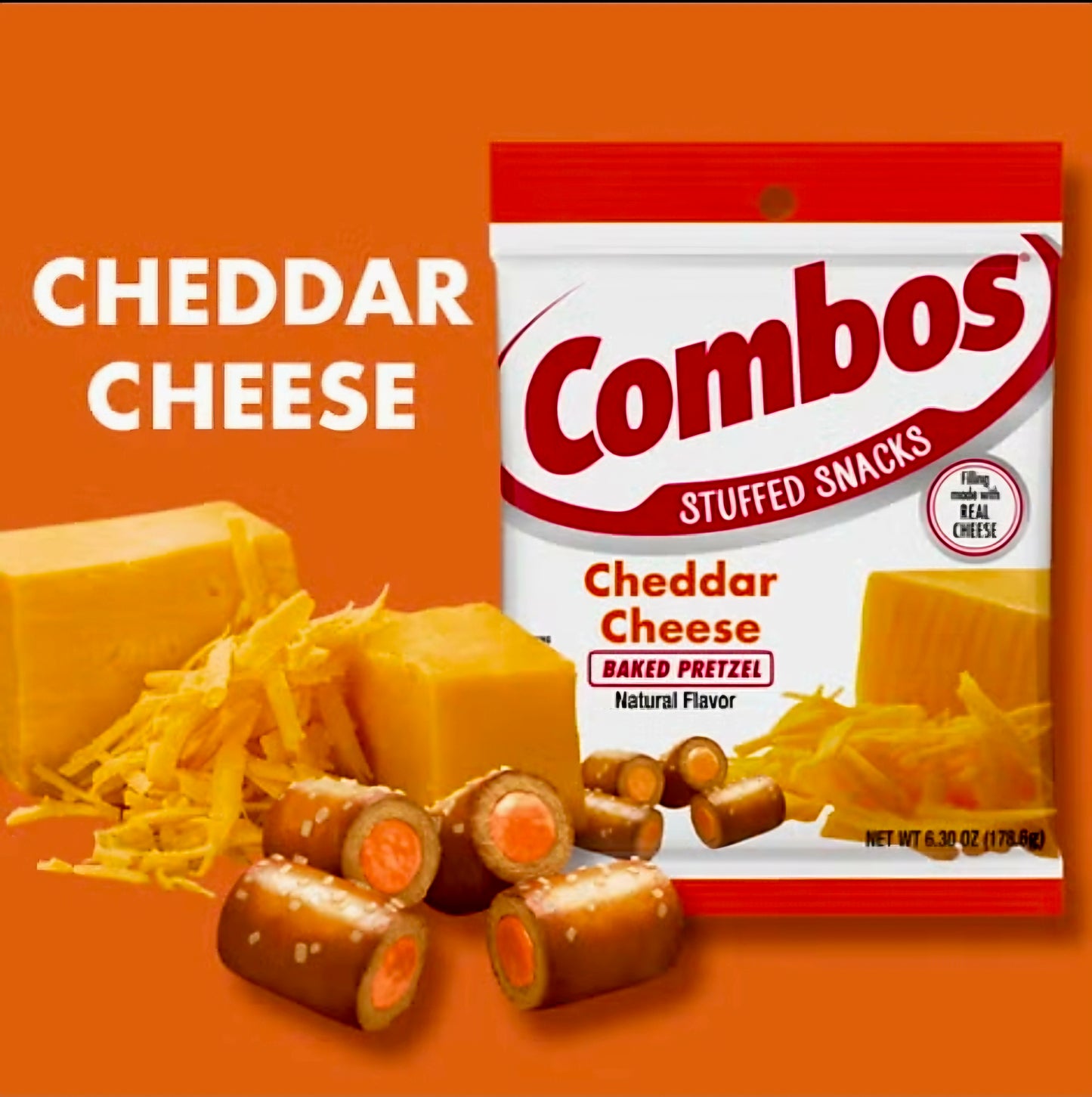 COMBOS Stuffed Snacks Baked Pretzel CHEDDAR CHEESE 178g