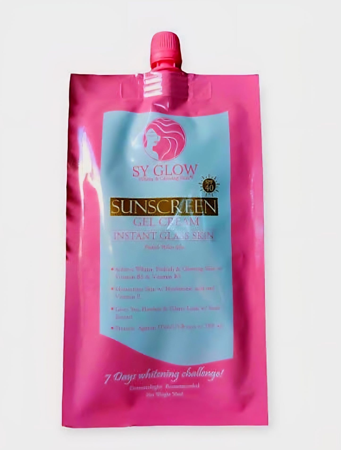 SY GLOW SUNSCREEN Gel Cream Instant Glass Skin SPF40 50ml Resealable Pouch
