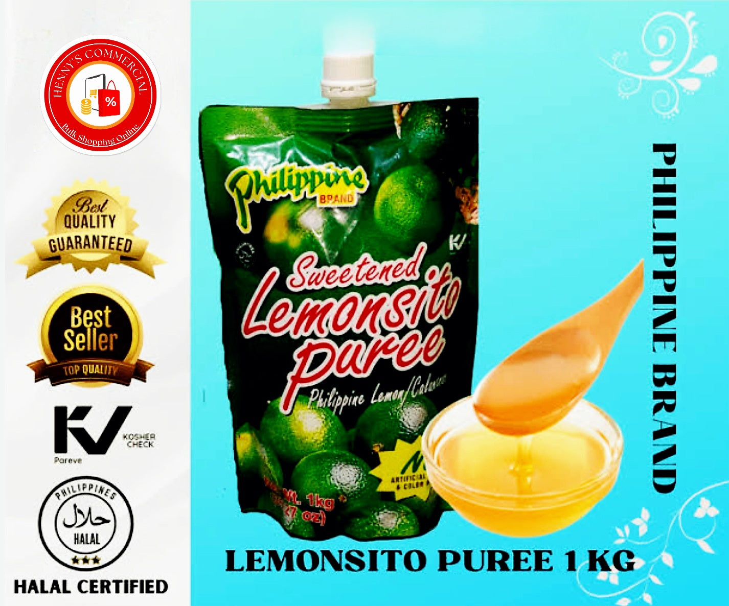Philippine Brand Sweetened LEMONSITO PUREE 1-kilo Resealable Pouch