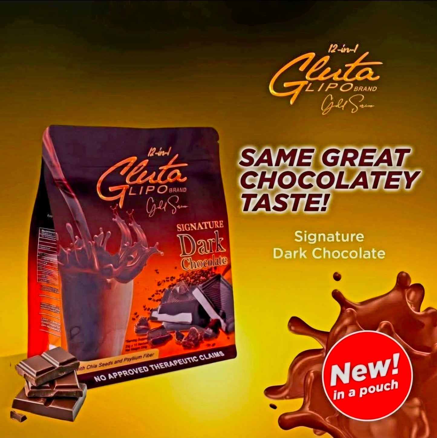 Gluta Lipo Gold Series 12-in-1 Signature DARK CHOCOLATE 10sachets