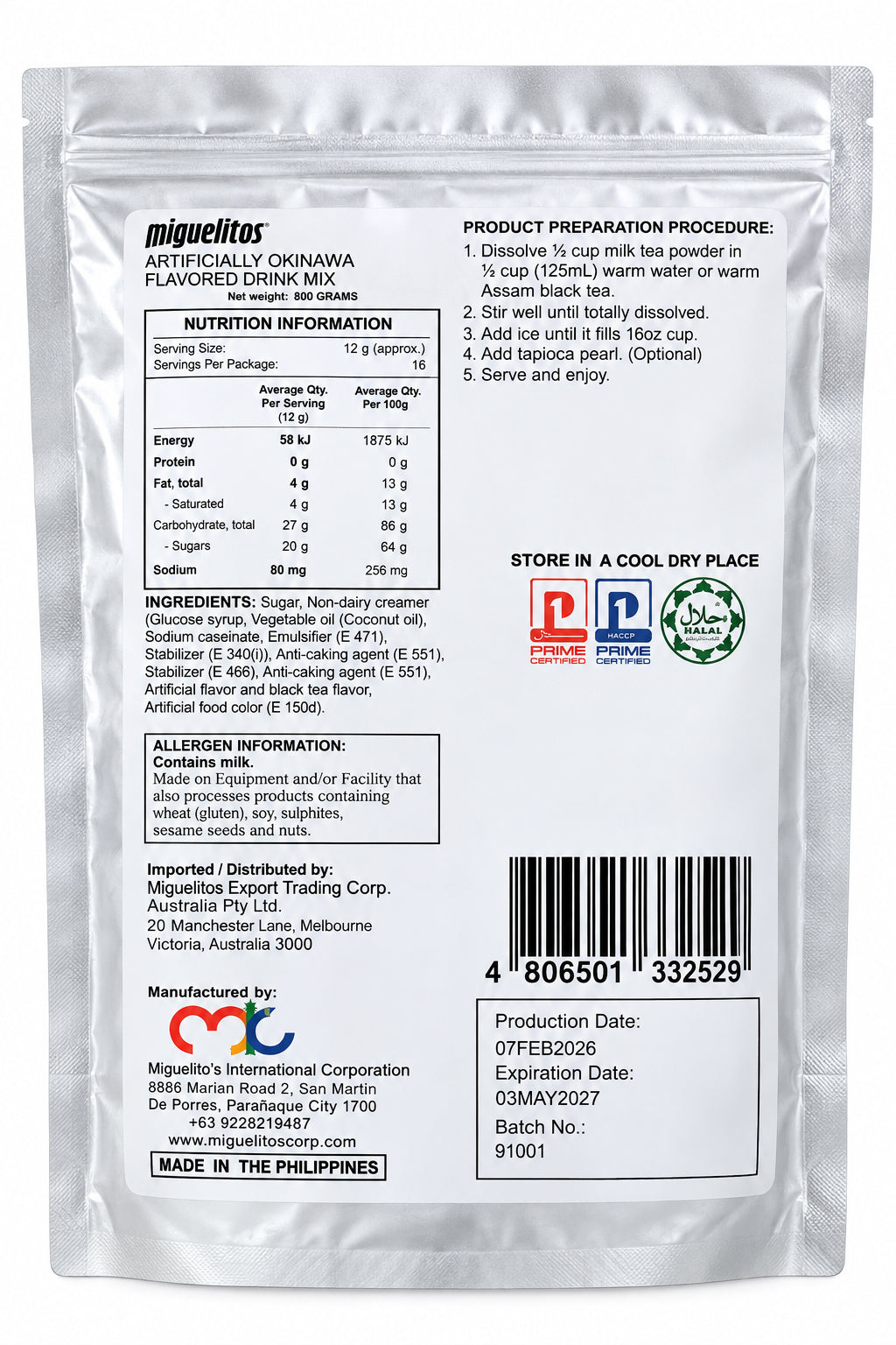 MIGUELITOS MILK TEA OKINAWA 500g (08/05/27)