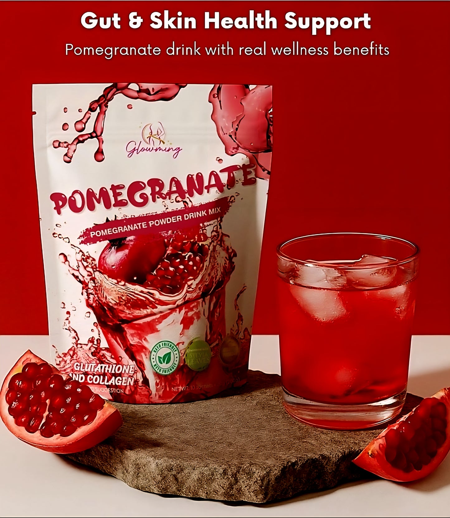 Glowming POMEGRANATE Glutathione & Collagen Drink 20g×10sachets