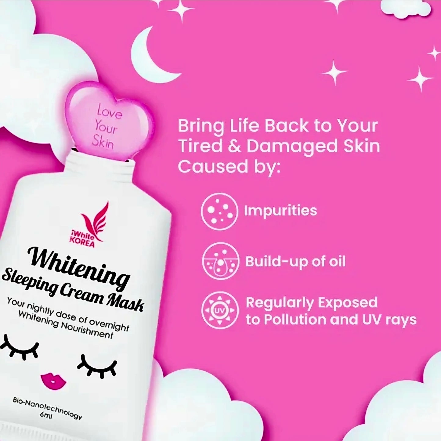 iWhite Korea Whitening SLEEPING CREAM MASK 6ml (Travel Size Sachet)