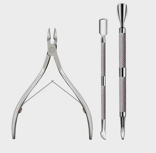 Solingen Nail Nipper with 2 Stainless Nail Pusher Set
