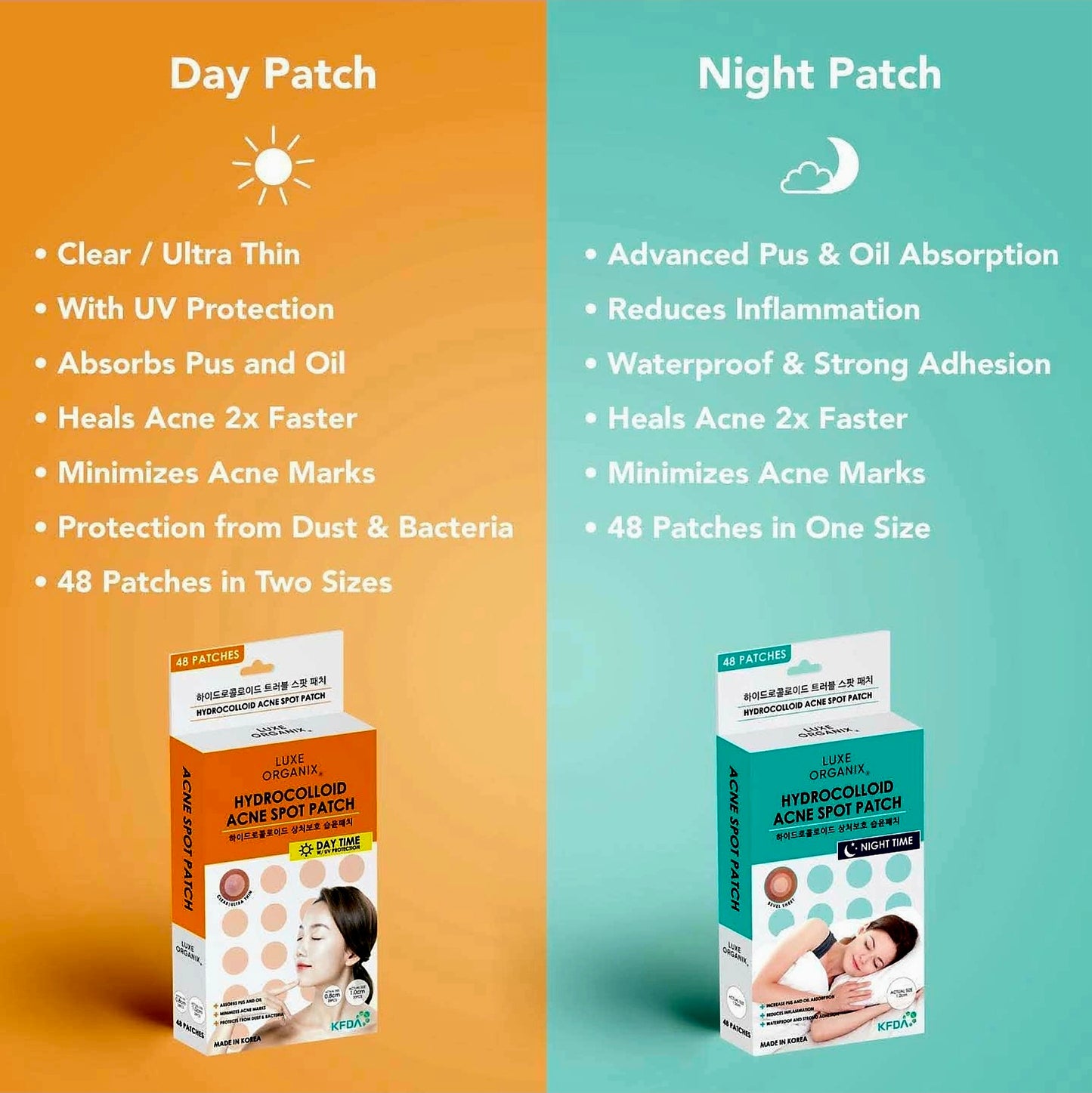 Luxe Organix HYDROCOLLOID ACNE PATCH (Daytime Use) 48-patches