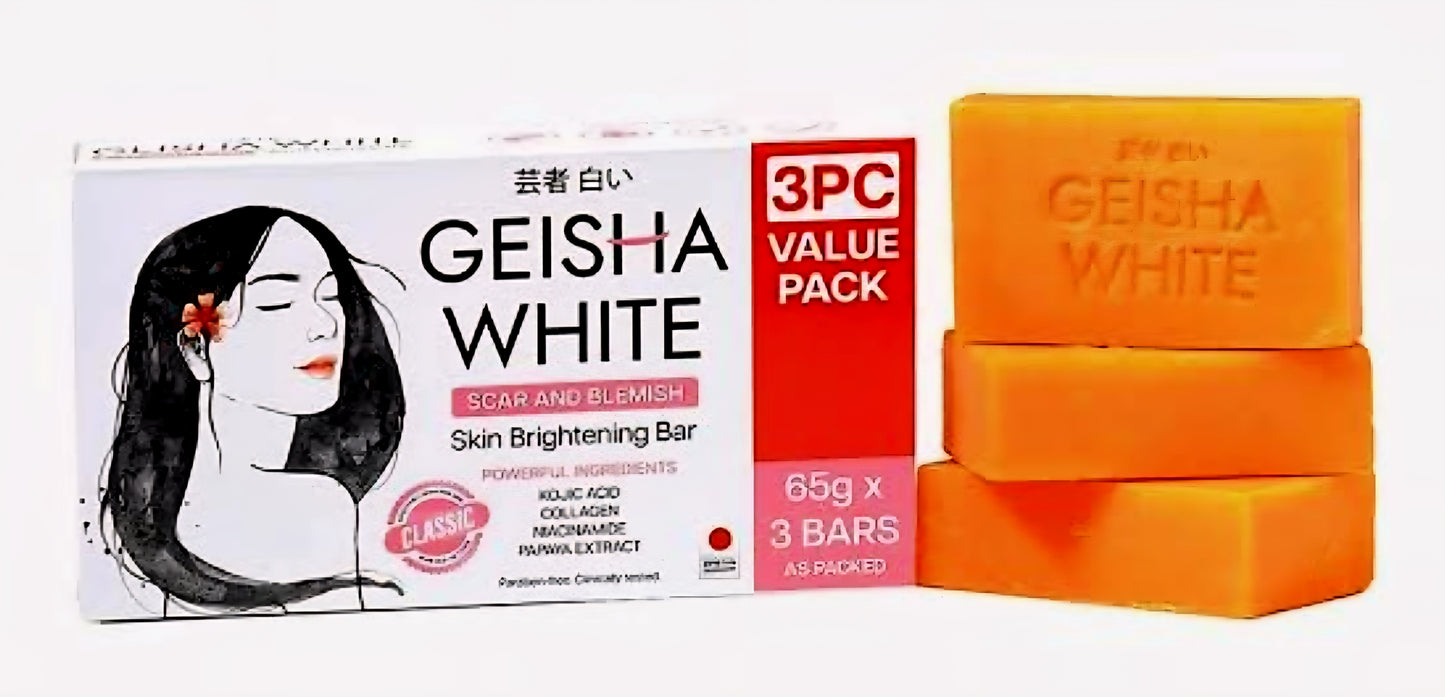 GEISHA WHITE CLASSIC Scar & Blemish Skin Brightening Bar TRIPLE PACK 65g×3bars