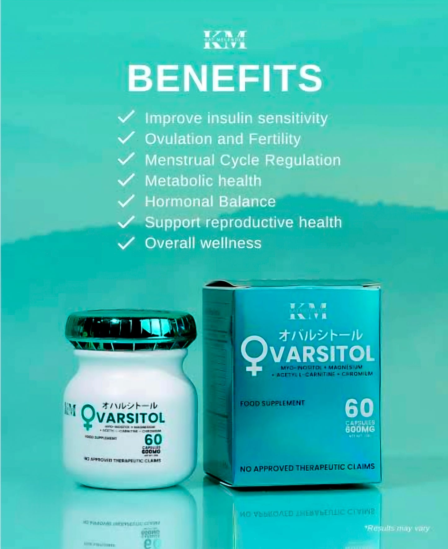 KM OVARSITOL 60-Capsules (Myo-Inositol + Magnesium + Acetyl L-Carnitine + Chromium)