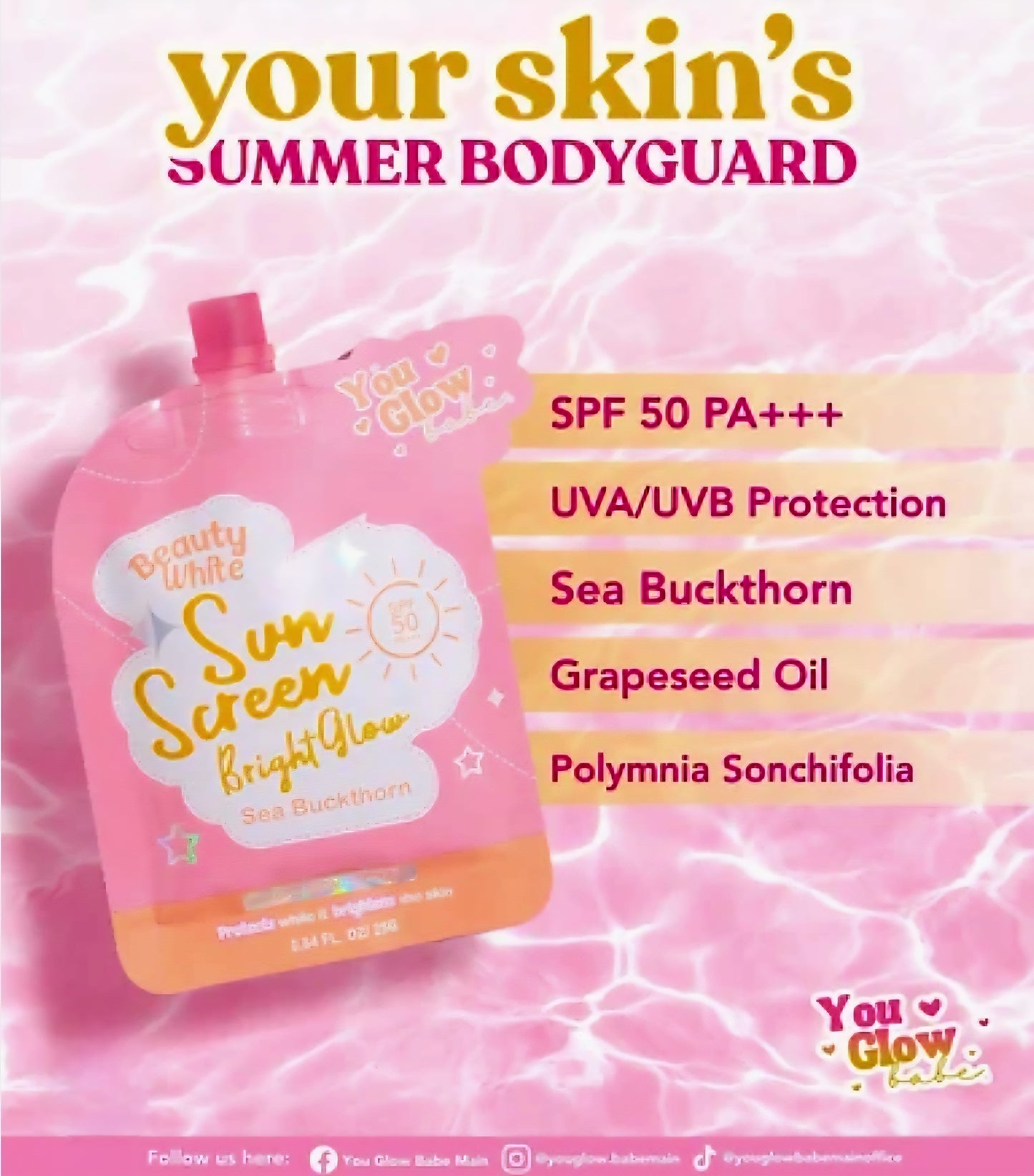 You Glow Babe Beauty White Sunscreen Bright Glow SPF50 PA+++ TWINPACK 25g×2