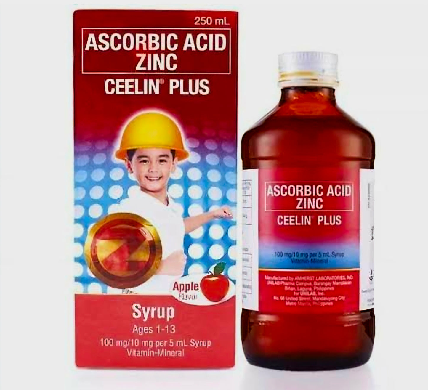 CEELIN PLUS Ascorbic Acid + Zinc 250ml Apple Flavor (Ages 1-13 Years Old)