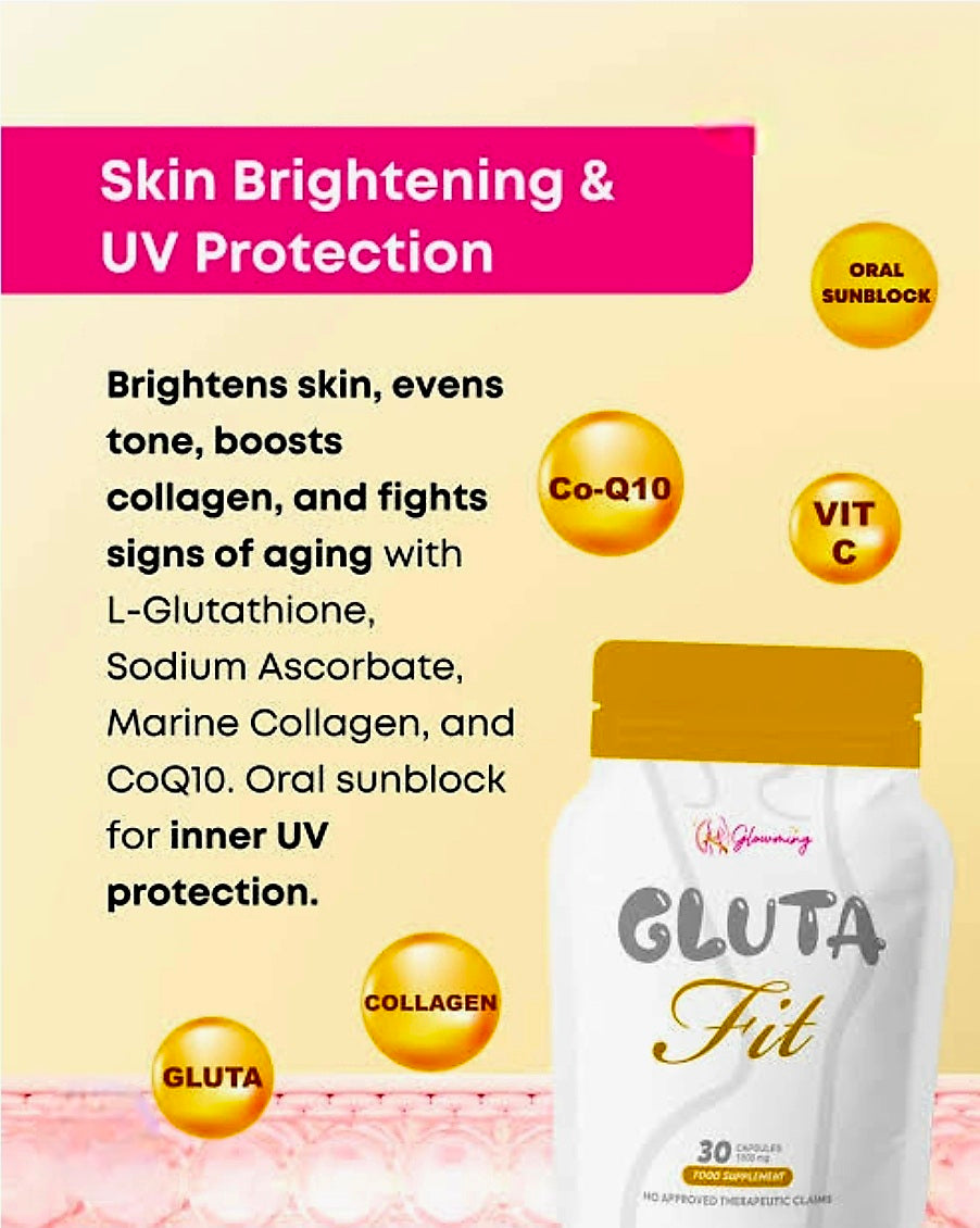 Glowming GLUTA FIT Capsules by CC GLAM & BEAUTY 1000mg x 30-capsules