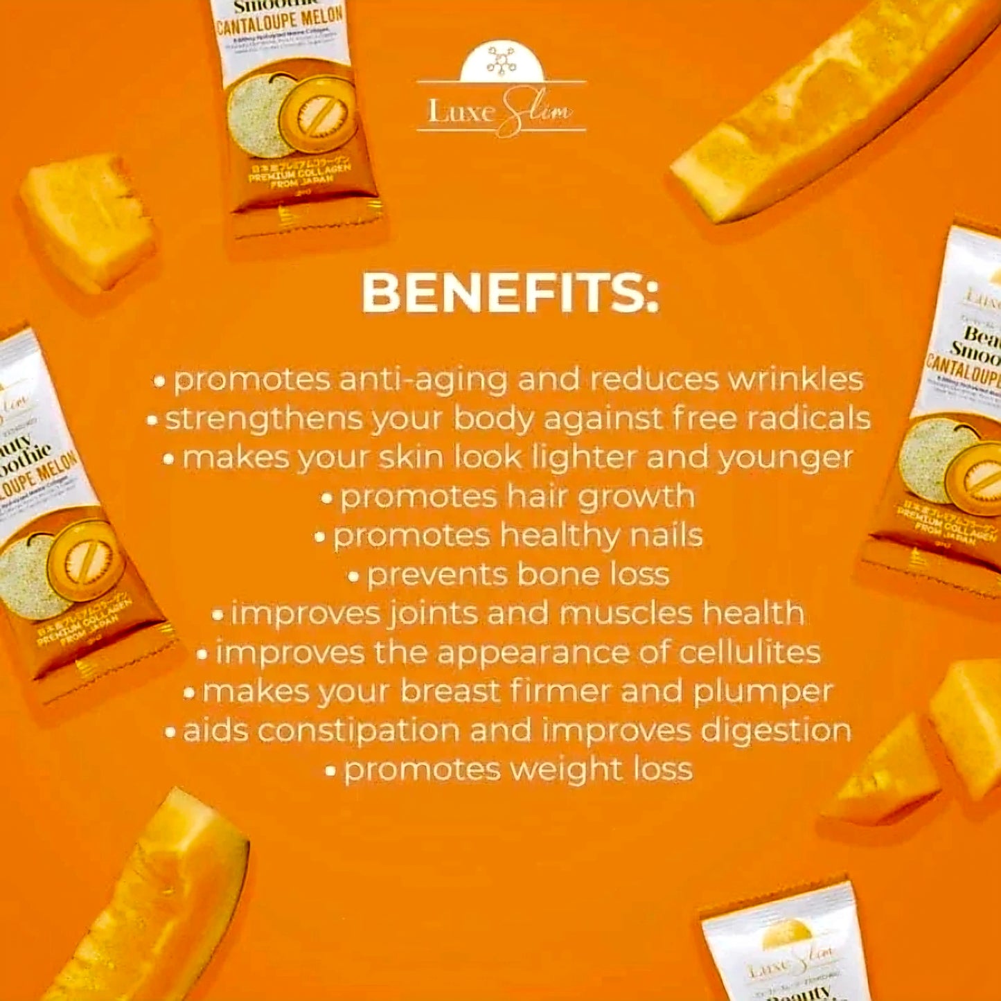 Luxe Slim Beauty Smoothie CANTALOUPE MELON 21g x 8-sachets Herbal Drink Mix