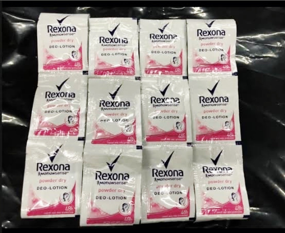 REXONA Women POWDER DRY + BRIGHTENING DEO-LOTION 3ml×12sachets Hanger (TRAVEL SIZE)