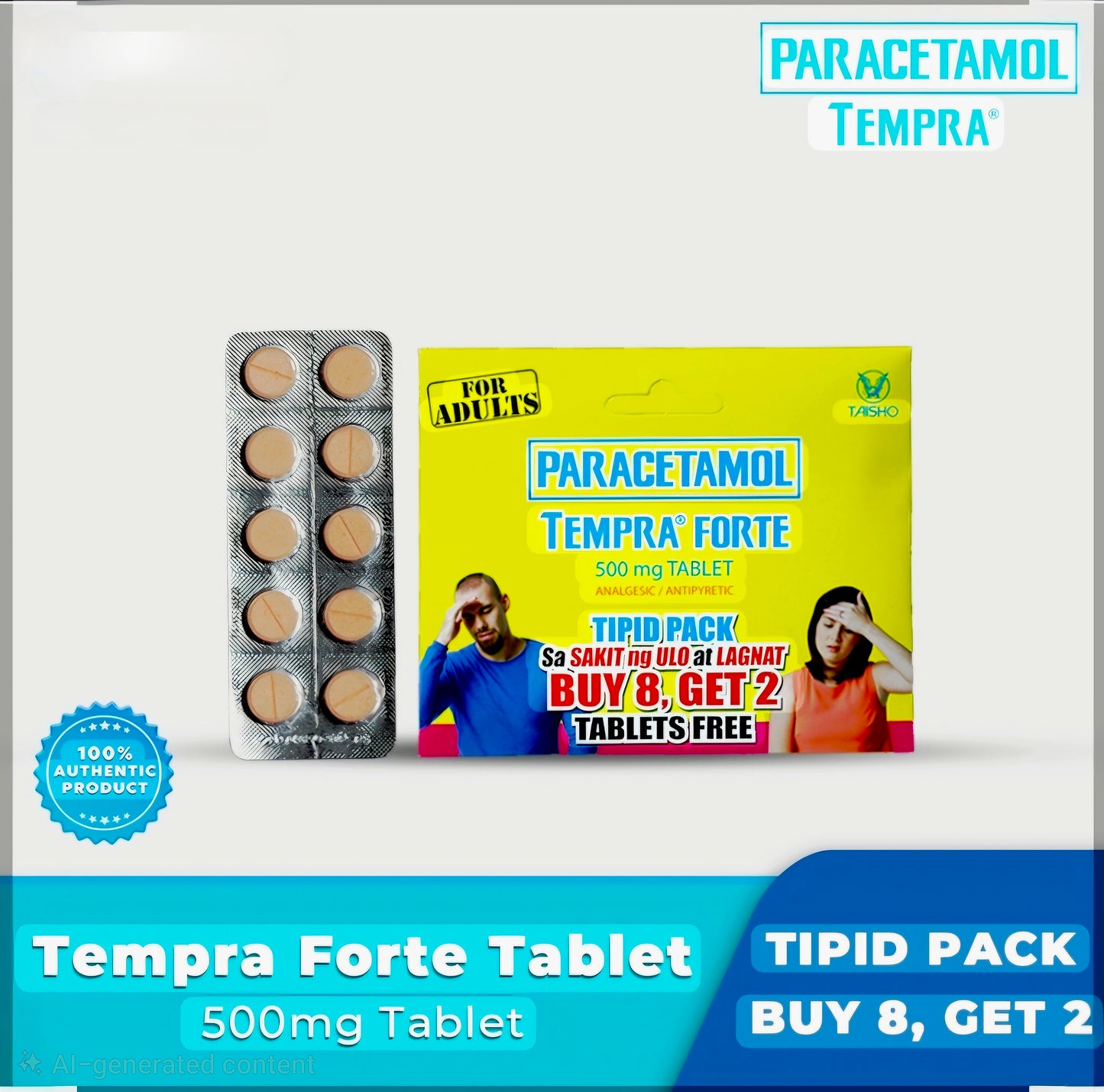 TEMPRA Paracetamol 500g 10-tablets for Adults TIPID PACK