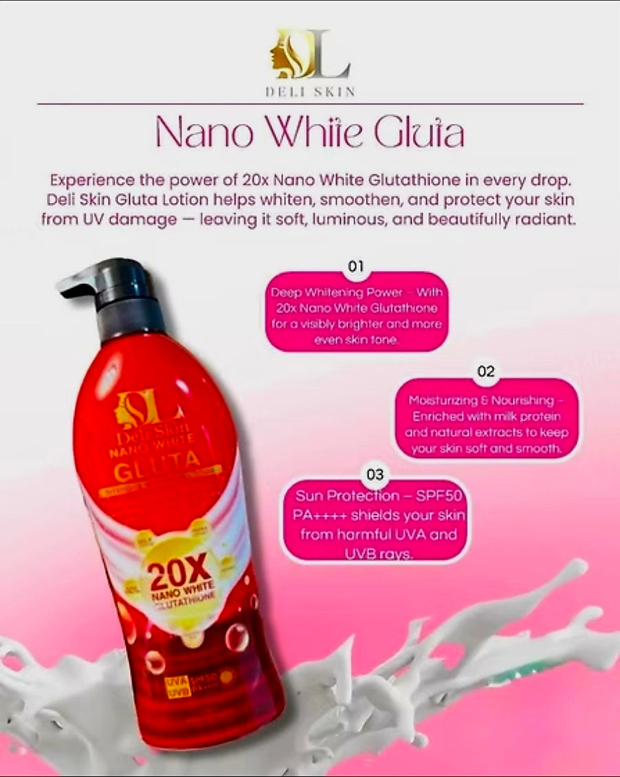 DELI SKIN NANO WHITE GLUTA LOTION 500ML