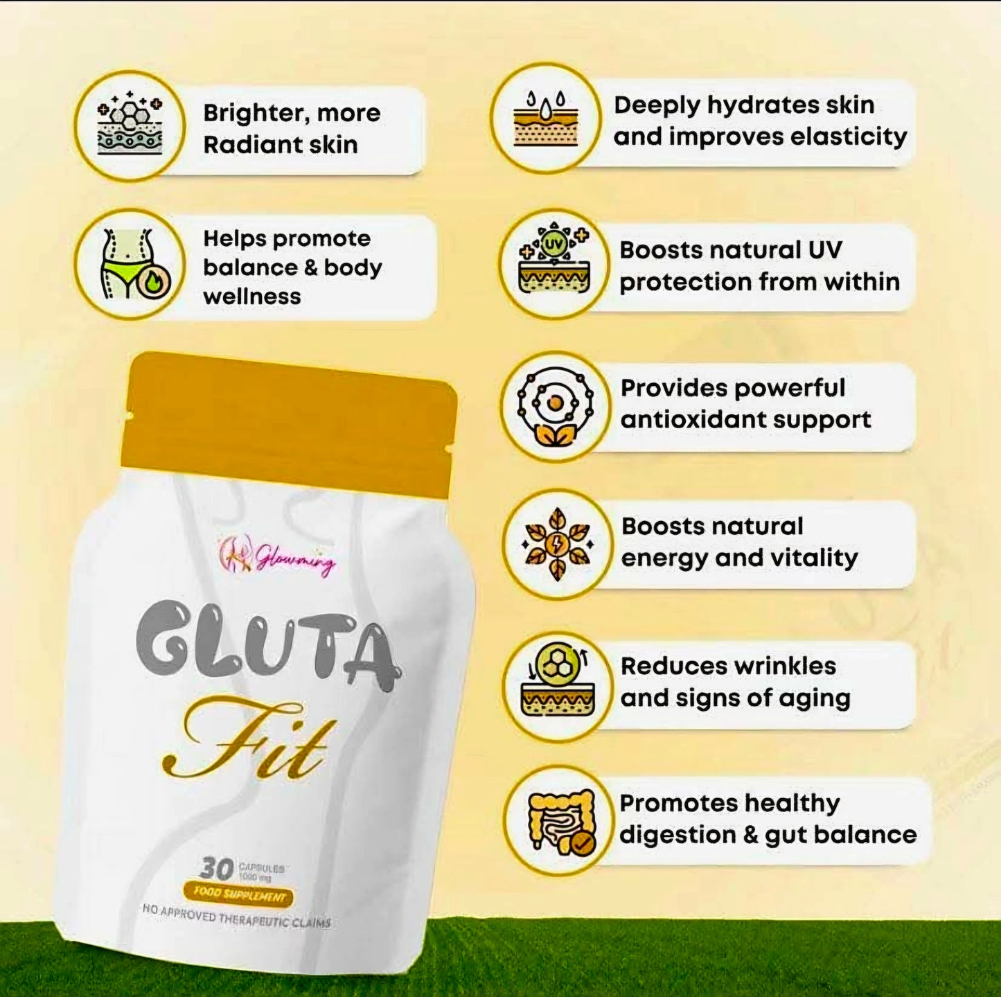 Glowming GLUTA FIT Capsules by CC GLAM & BEAUTY 1000mg x 30-capsules