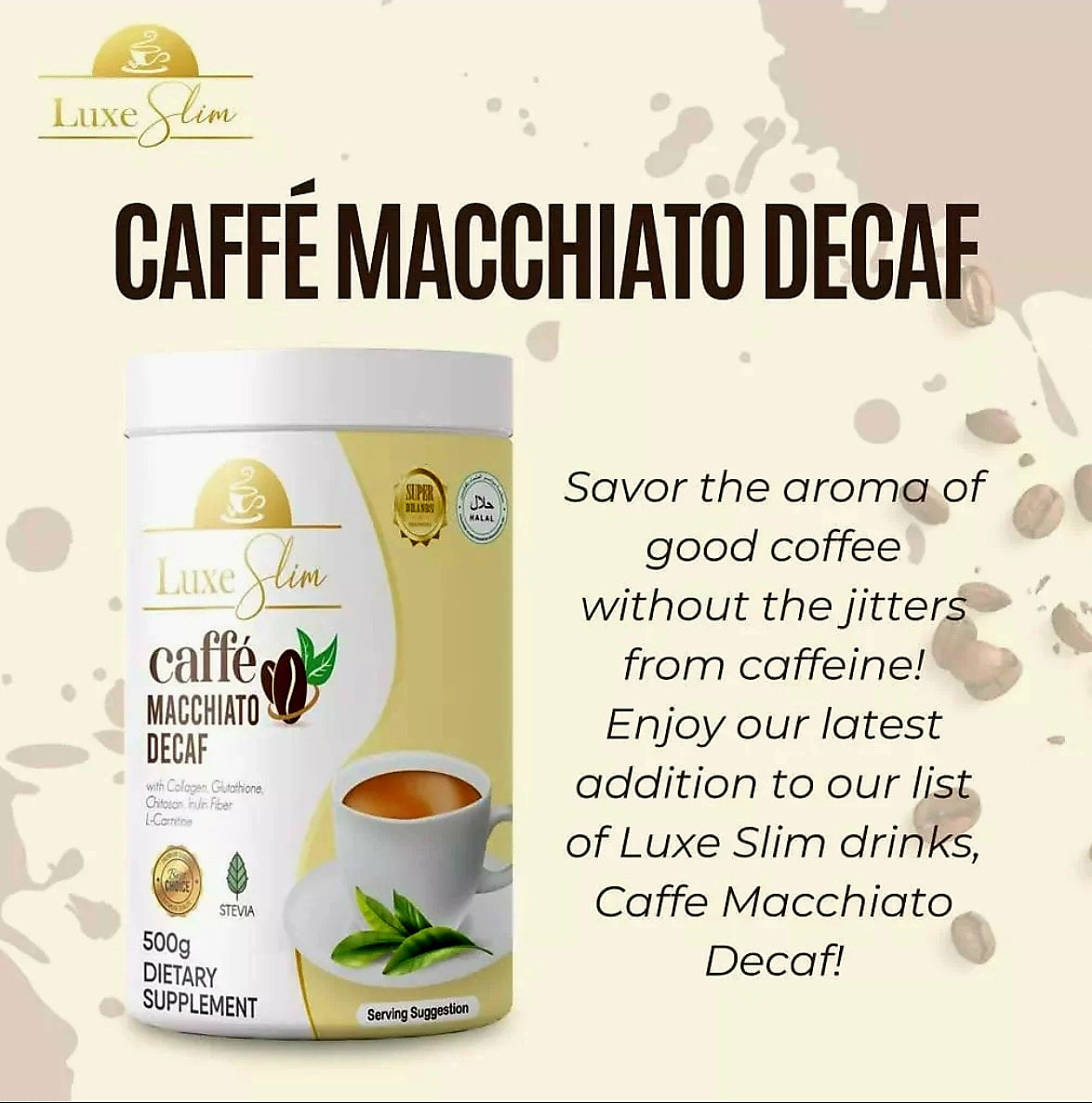 Luxe Slim CAFFE MACCHIATO DECAF Herbal Coffee Drink 21g×8sachets