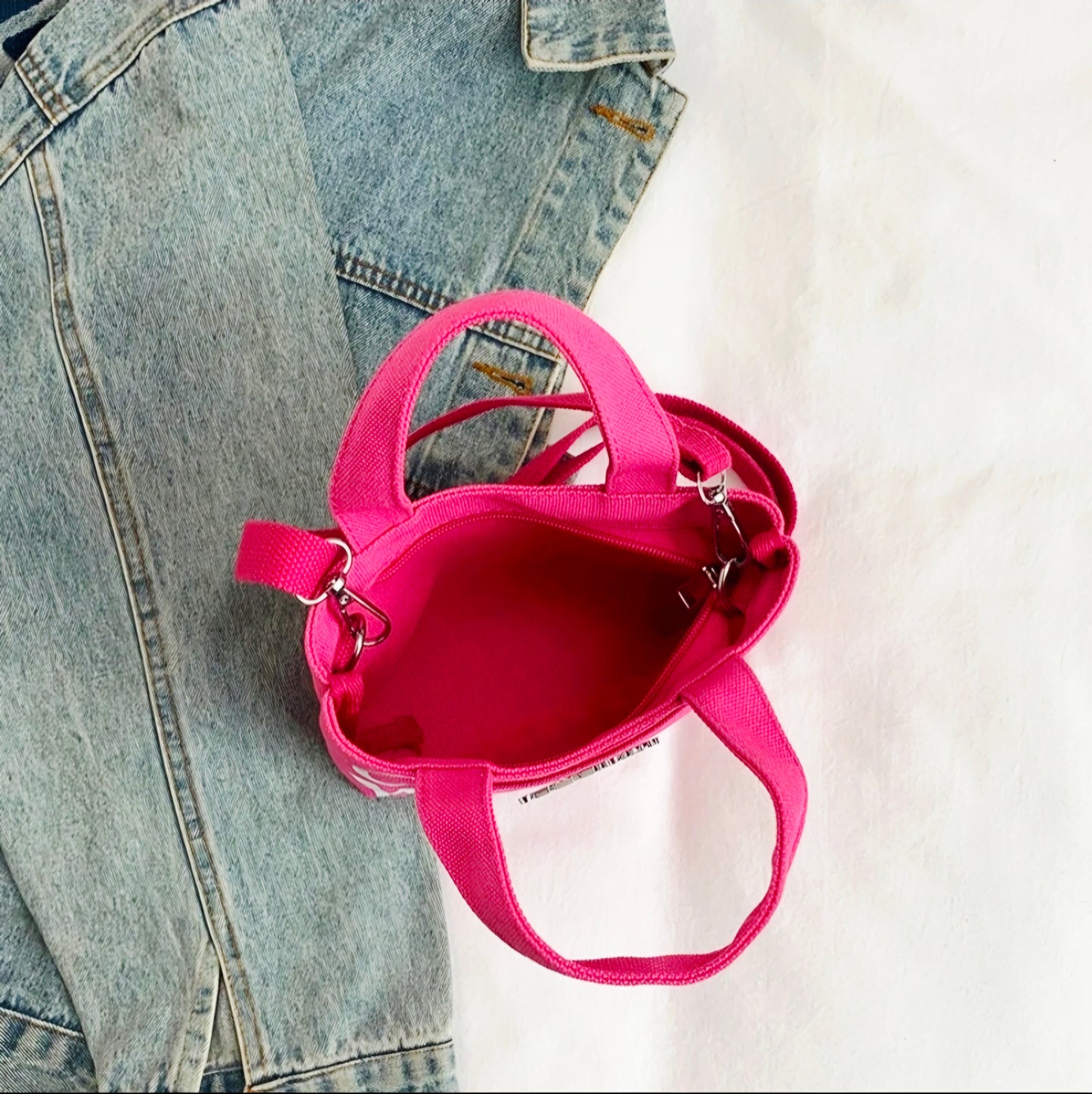 GENTLE WOMEN CUTE TINY Sling Tote Bag with Front Pocket PINK