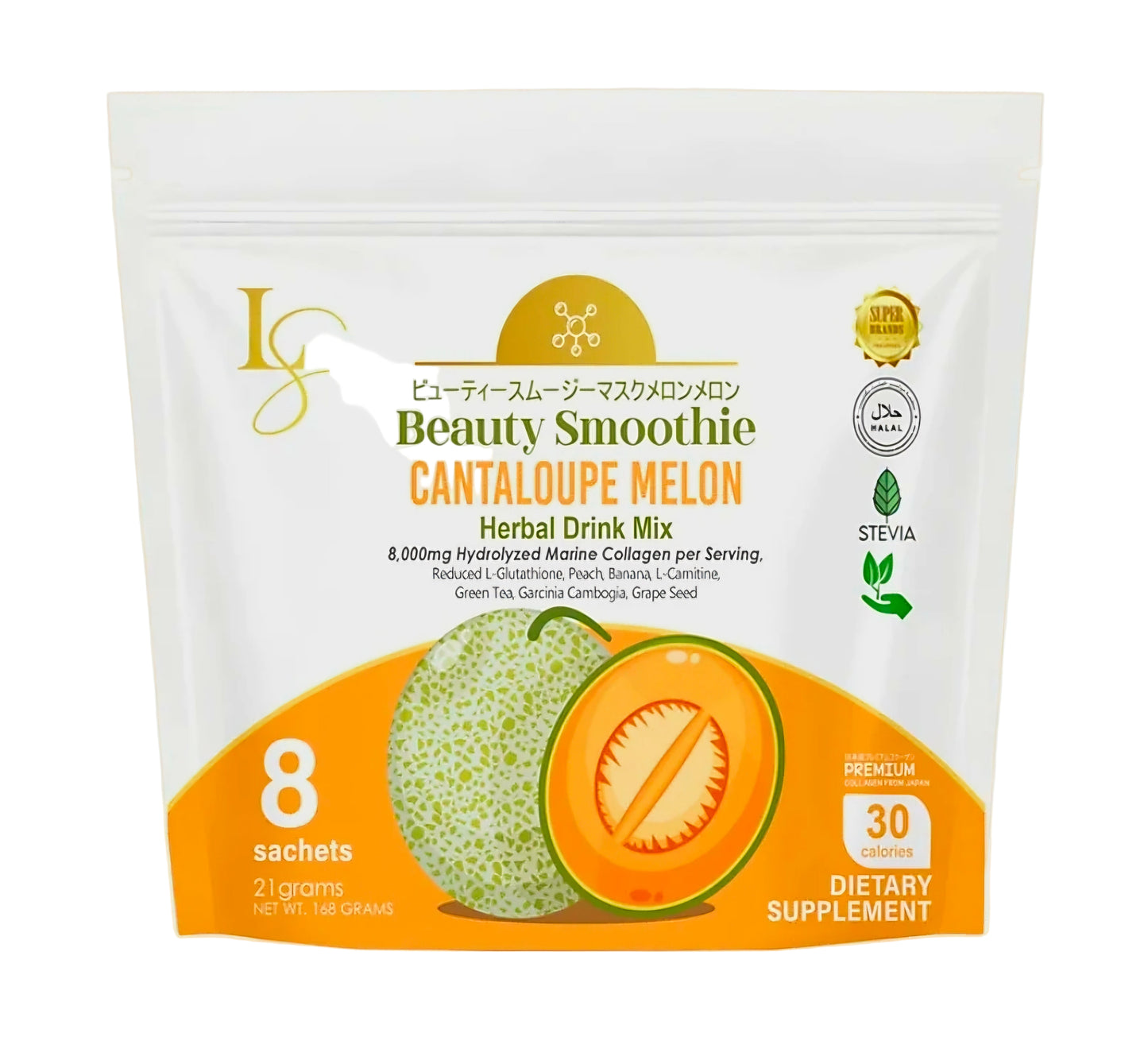 Luxe Slim Beauty Smoothie CANTALOUPE MELON 21g x 8-sachets Herbal Drink Mix