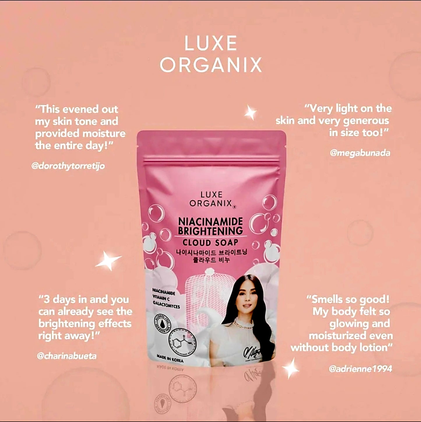 Luxe Organix NIACINAMIDE ALPHA ARBUTIN Cloud Soap (Foaming Net) 180g SINGLE PACK