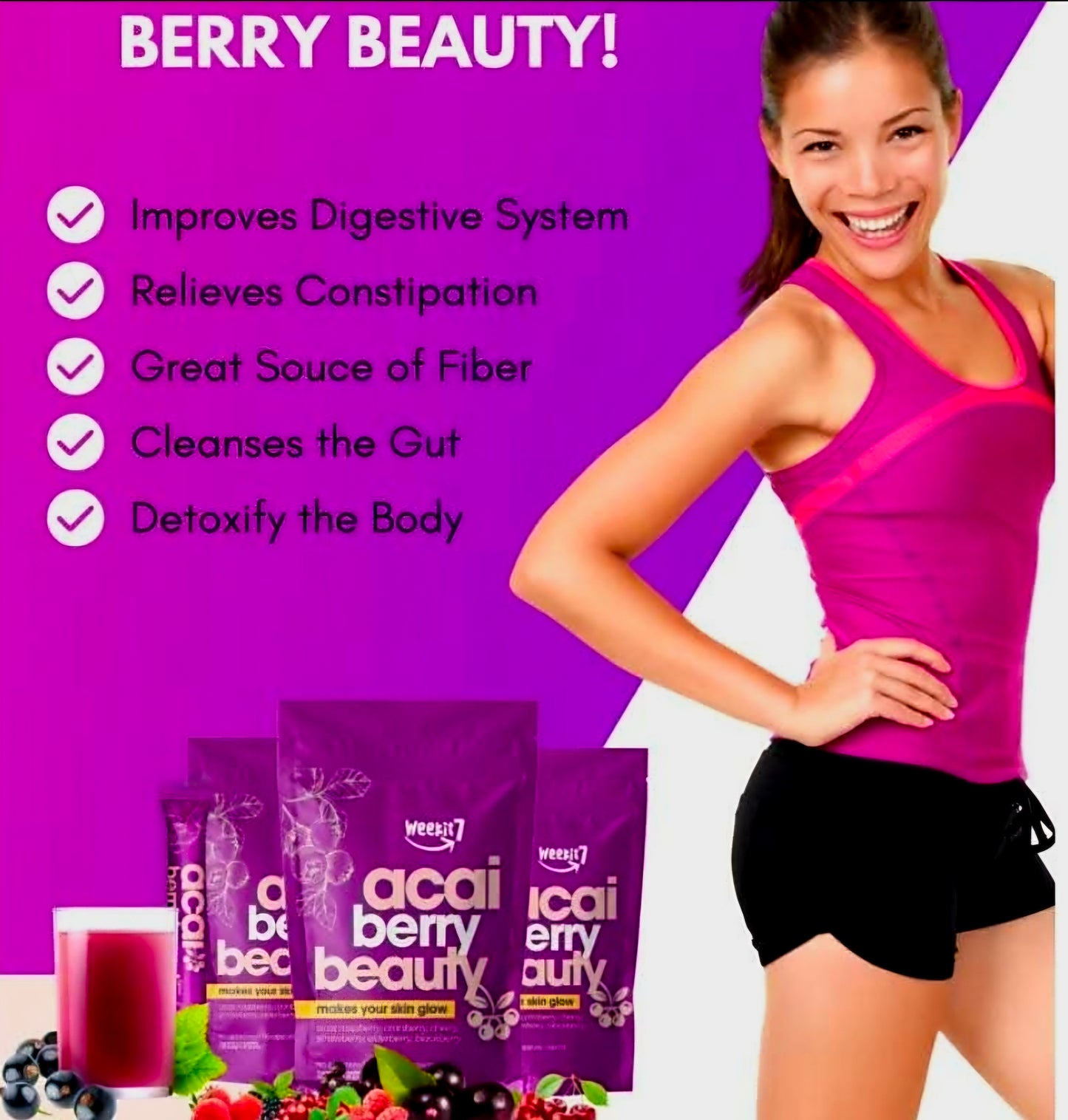 Weekit7 ACAI BERRY BEAUTY Powder Drink 5g x 7-sachets