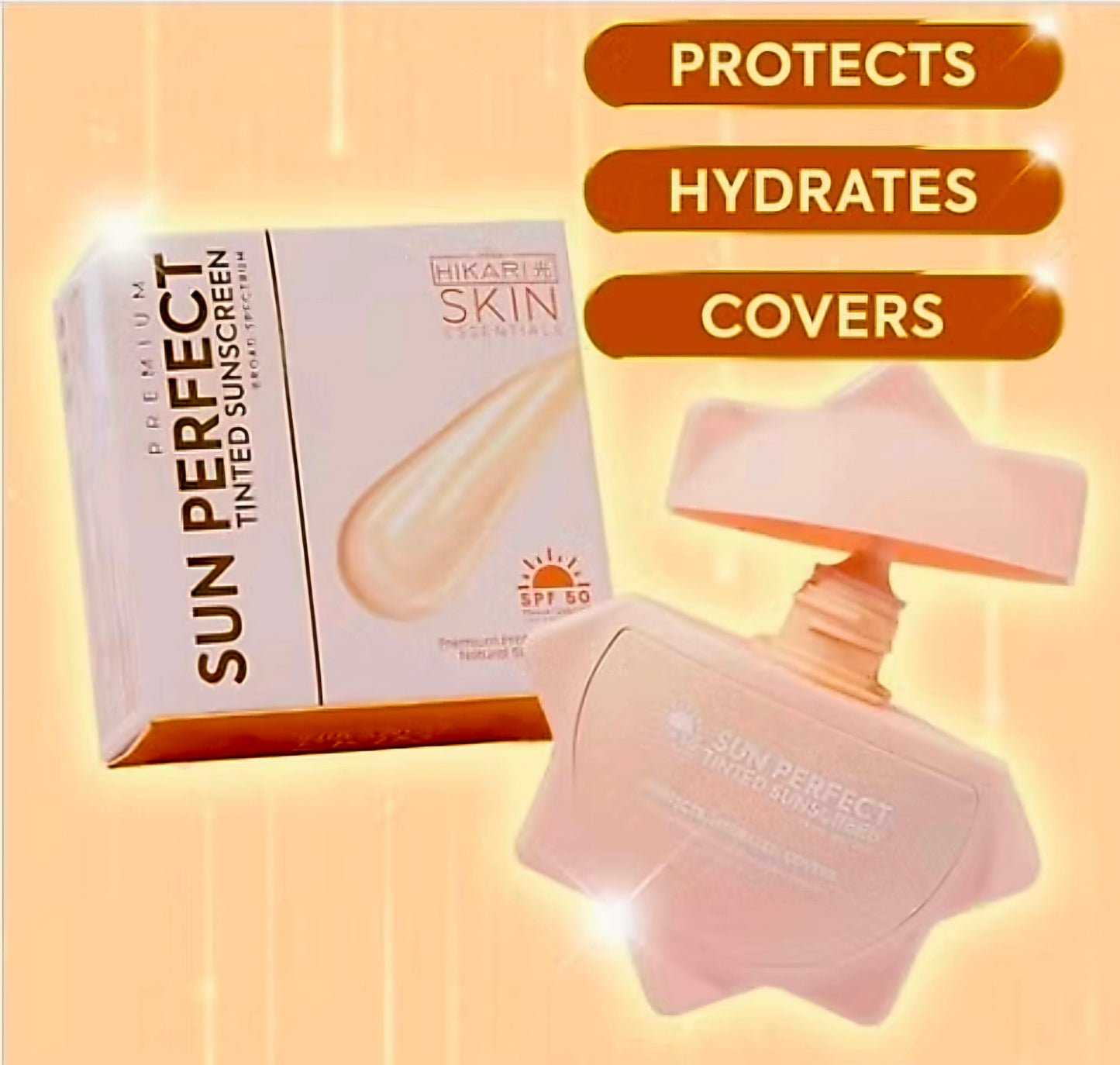 HIKARI Skin Essentials Premium SUN PERFECT Tinted Sunscreen SPF50 50ml